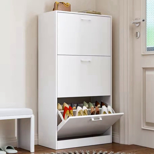 White tilt out shoe cabinet - white,