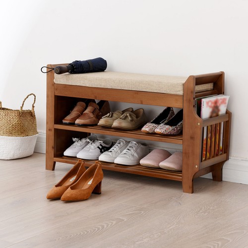 Tier entryway bamboo shoe - bamboo,