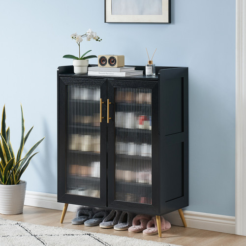 Tier shoe cabinet with glass - cabinet,
