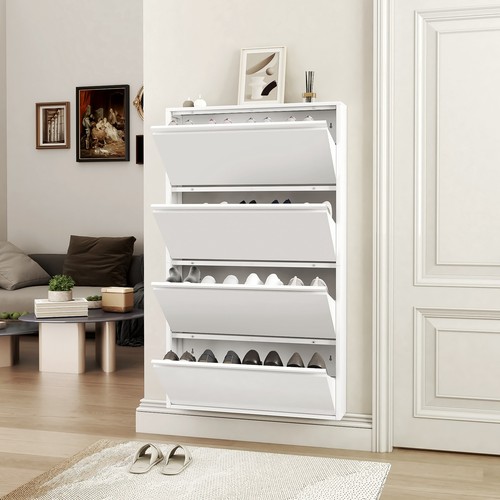 Metal shoe cabinet with flip - with,