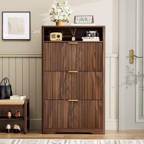 Shoe cabinet with flip - flip, drawers