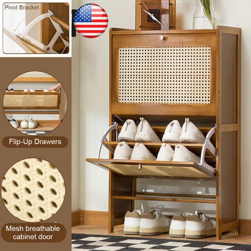 Slim bamboo shoe cabinet - slim,