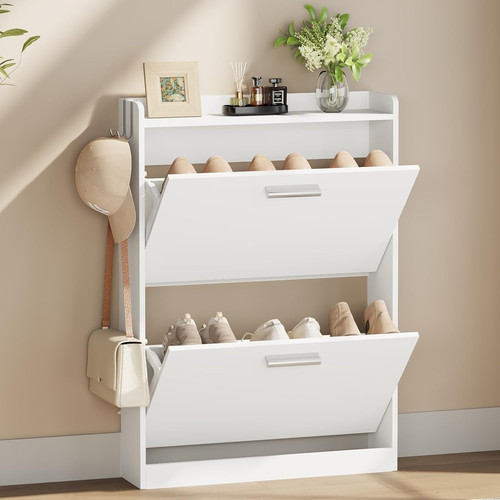 Sleek white shoe cabinet - white,