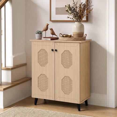 Natural shoe cabinet with - natural, 2