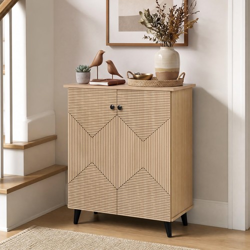 Natural shoe cabinet with - natural,