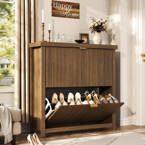 Fluted shoe cabinet storage - fluted,