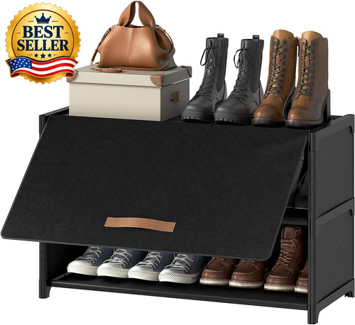 Tier shoe cabinet with door - 3,