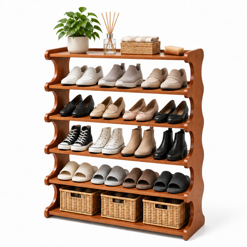 Layer bamboo shoe cabinet - bamboo,
